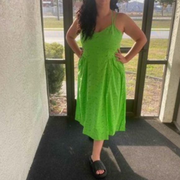 Women's Eyelet Midi Sundress - A New Day Green BNWT - Picture 4 of 11